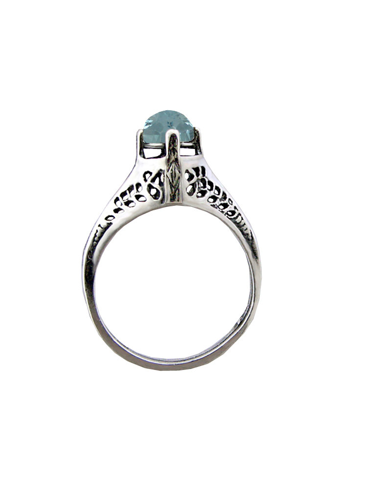 Sterling Silver Ring With Faceted Blue Topaz Size 9